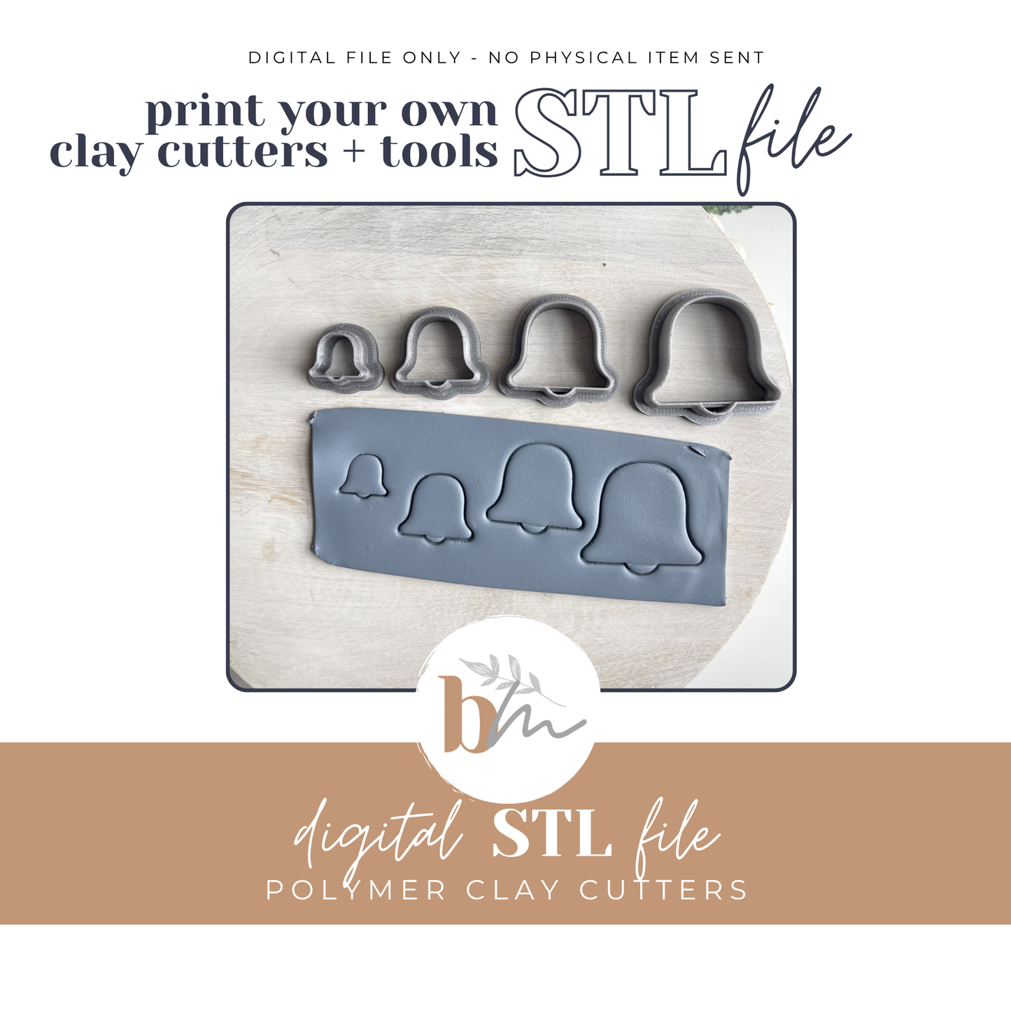 Bell - 4 Sizes | Digital STL File | Polymer Clay Tools & Cutters
