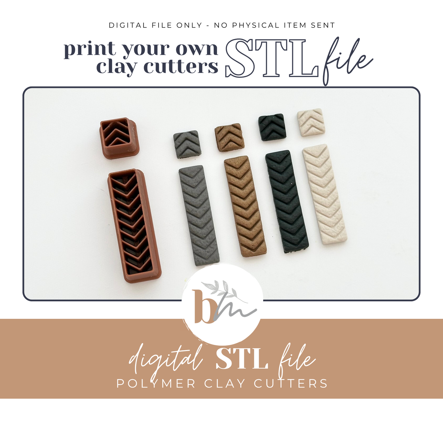 Skinny Chevron Rectangle Dangle Set | Digital STL File | Polymer Clay Tools & Cutters