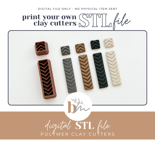 Skinny Chevron Rectangle Dangle Set | Digital STL File | Polymer Clay Tools & Cutters