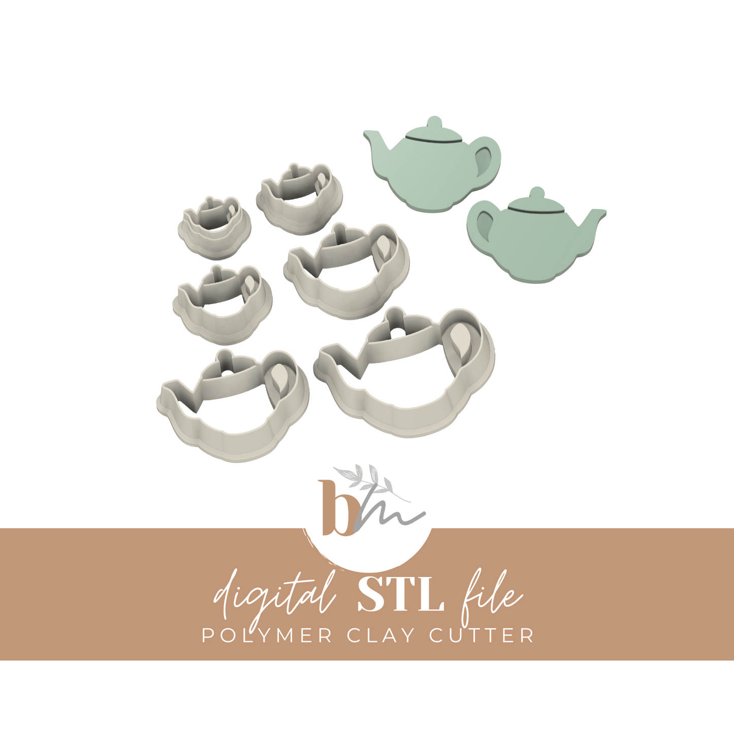 Teapot - 6 Sizes | Digital STL File | Polymer Clay Tools & Cutters