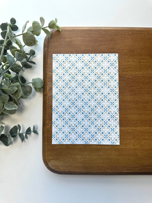 Tan with Blue Moroccan Tile | MR01 | Image Transfer Paper