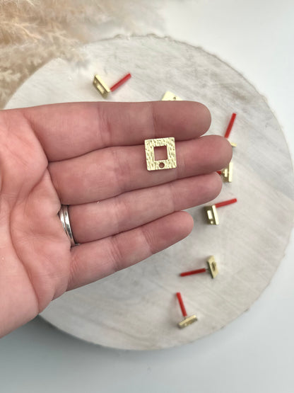 Square Buckle Earring Post - Gold or Silver (10pc)