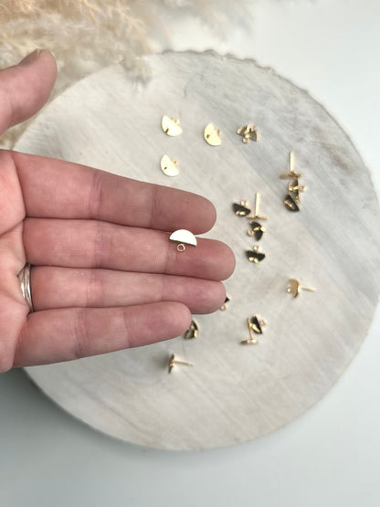 Mini Half-Circle Earring Post - Gold or Silver (10pc)
