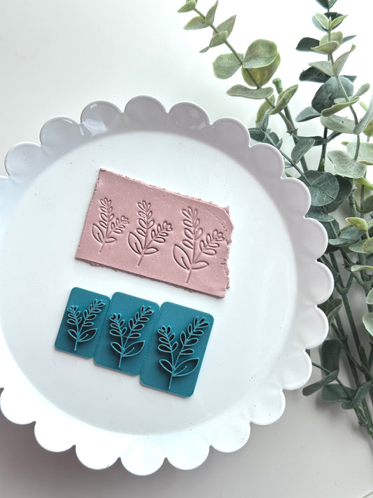 Rounded Leaf Spray | Polymer Clay Stamp
