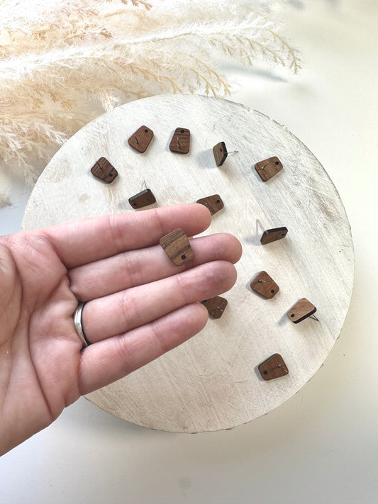 Wood Trapezoid Earring Post (10pc)