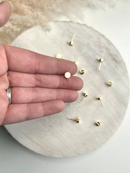 Circle Dot Earring Post - Gold or Silver (10pc)