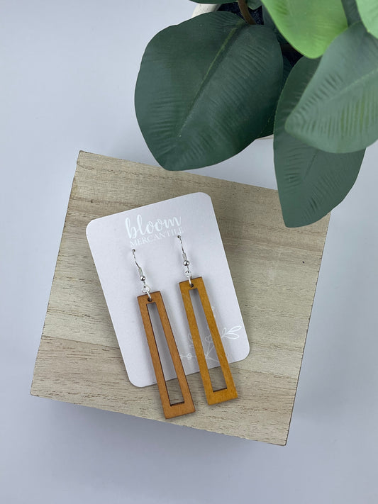 Long Wooden Trapezoid Dangles