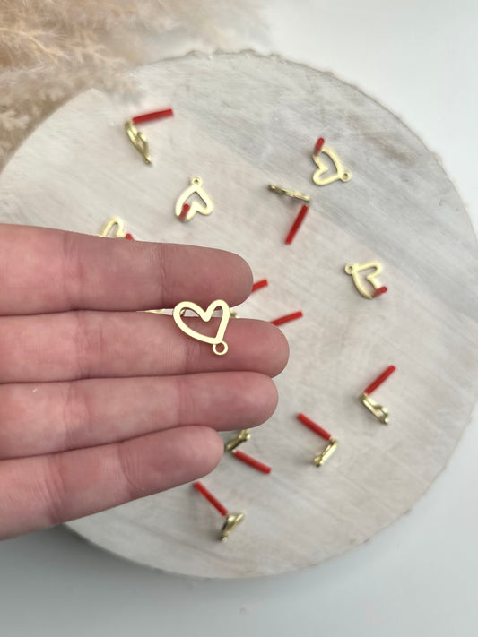 Asymmetrical Heart Earring Post - Gold (10pc)