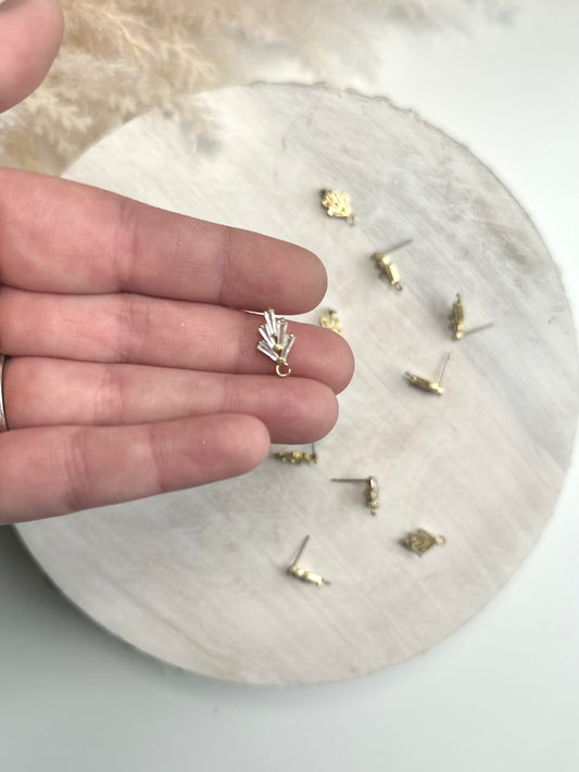 CZ Earring Post - Gold (10pc)