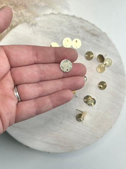 Brushed Circle Earring Post - Gold or Silver (10pc)