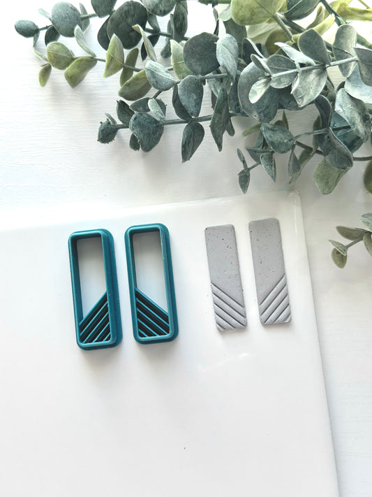 Thin Rectangle with Diagonal Lines Set  | Polymer Clay Cutter